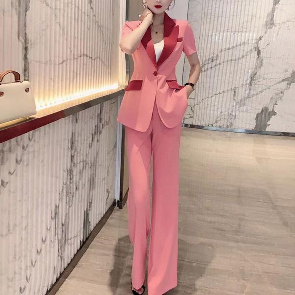 women's two piece pants 2021 summer lady short sleeve single button blazer coat jacket blouse +long trousers women pieces suits, White
women's two piece pants 2021 summer lady short sleeve single button blazer coat jacket blouse +long trousers women pieces suits, White