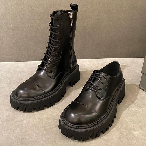 boots lace up net red same women's british style motorcycle boots, side zipper work clothes shoes, Black
boots lace up net red same women's british style motorcycle boots, side zipper work clothes shoes, Black