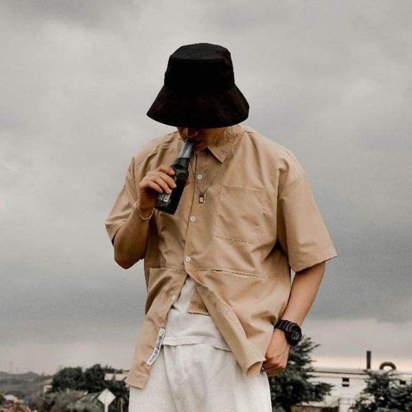 men's casual shirts 2021 summer short sleeve men japanese fashion loose retro solid color multi-pocket tooling trend all-match high qua, White;black
men's casual shirts 2021 summer short sleeve men japanese fashion loose retro solid color multi-pocket tooling trend all-match high qua, White;black