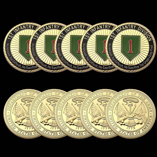 5pcs non magnetic 1775 usa challenge military army 1st infantry division great duty soldier honor gold plated value coin collection medal cr
5pcs non magnetic 1775 usa challenge military army 1st infantry division great duty soldier honor gold plated value coin collection medal cr