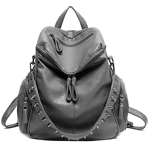 backpack women purse 3 ways pu washed leather rivet studded ladies rucksack shoulder bag(gray)
backpack women purse 3 ways pu washed leather rivet studded ladies rucksack shoulder bag(gray)