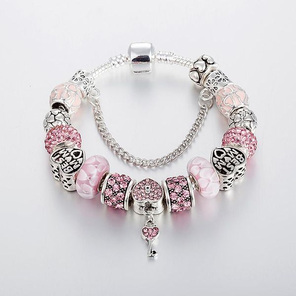 charm bracelets annapaer brand fine key pendant bracelet beads pink crystal & bangles for women gift diy jewelry b17122, Golden;silver
charm bracelets annapaer brand fine key pendant bracelet beads pink crystal & bangles for women gift diy jewelry b17122, Golden;silver