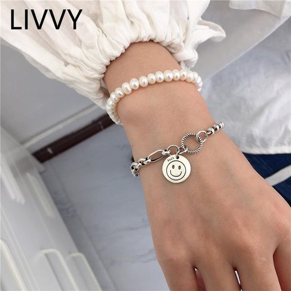 link, chain livvy thai silver color round smiling face bead thick bracelet for women vintage handmade trendy party jewelry gift, Black
link, chain livvy thai silver color round smiling face bead thick bracelet for women vintage handmade trendy party jewelry gift, Black