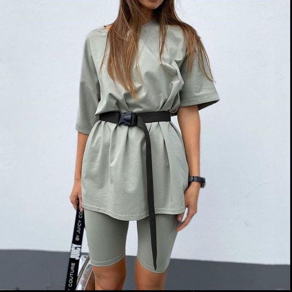 solid casual loose tracksuits women set long tshirt and biker shorts 2 pieces sets fashion basic outfit ladies summer, Gray
solid casual loose tracksuits women set long tshirt and biker shorts 2 pieces sets fashion basic outfit ladies summer, Gray