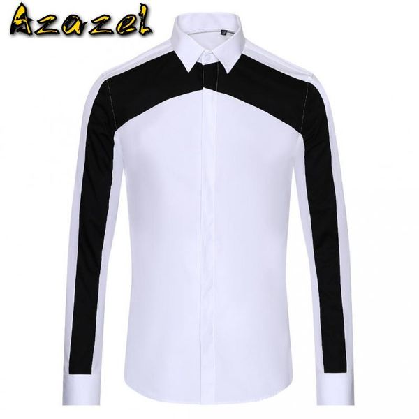 men's casual shirts azazel black white splicing mens luxury long sleeve dress slim fit male 3xl, White;black
men's casual shirts azazel black white splicing mens luxury long sleeve dress slim fit male 3xl, White;black