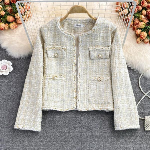 women's jackets small fragrant tweed blouse, korean high-quality autumn and winter leisure wool jacket, elegant clothing, blouse, Black;brown
women's jackets small fragrant tweed blouse, korean high-quality autumn and winter leisure wool jacket, elegant clothing, blouse, Black;brown