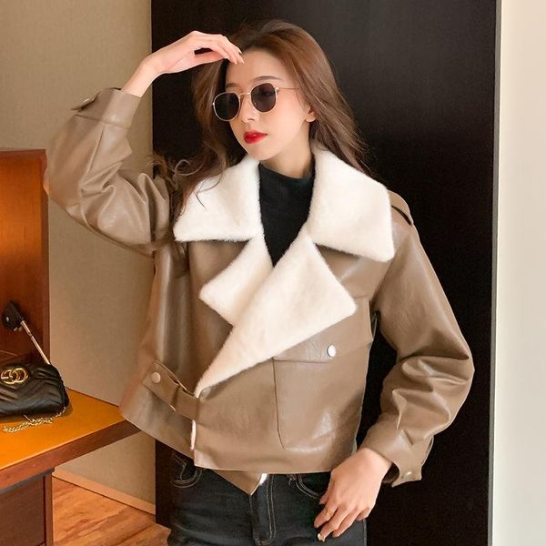 women's fur & faux plush leather jacket short 2021 winter korean version loose casual all-match motorcycle pu, Black
women's fur & faux plush leather jacket short 2021 winter korean version loose casual all-match motorcycle pu, Black