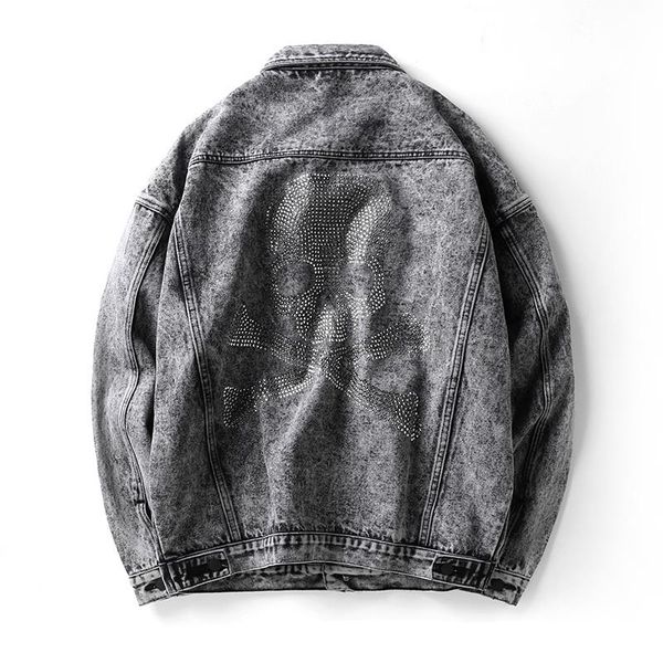 men's jackets yasuguoji punk style skull diamond denim jacket men hip loose mens jeans streetwear and coats outwear, Black;brown
men's jackets yasuguoji punk style skull diamond denim jacket men hip loose mens jeans streetwear and coats outwear, Black;brown
