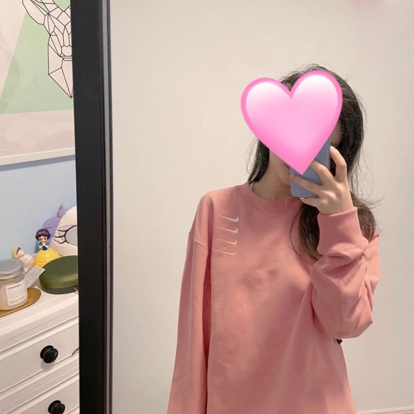 sweatshirts designer brand men and women spring autumn pullover cotton round neck long sleeve pink green loose sweater, Black