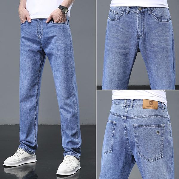 men's jeans summer classic style straight-leg business fashion casual stretch loose fit denim pants male brand trousers, Blue
men's jeans summer classic style straight-leg business fashion casual stretch loose fit denim pants male brand trousers, Blue