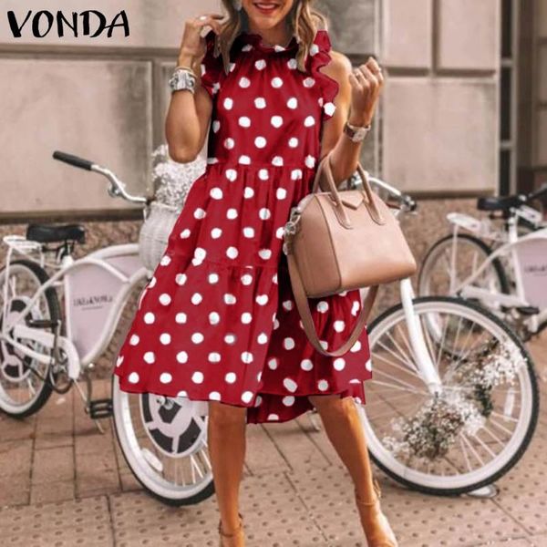 casual dresses women holiday sundress sleeveless party ruffled dress polka dot print mini beach vonda 2021 vestido plus size, Black;gray
casual dresses women holiday sundress sleeveless party ruffled dress polka dot print mini beach vonda 2021 vestido plus size, Black;gray