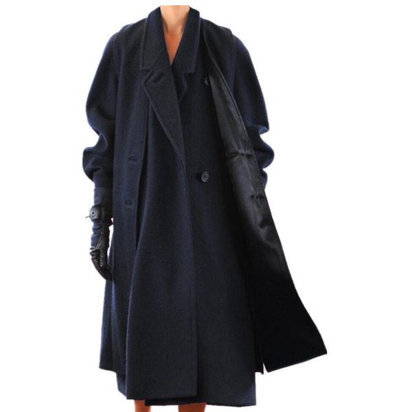 women's wool & blends autumn winter fashion lapel loose x-long woolen coat women single breasted casual woo, Black
women's wool & blends autumn winter fashion lapel loose x-long woolen coat women single breasted casual woo, Black