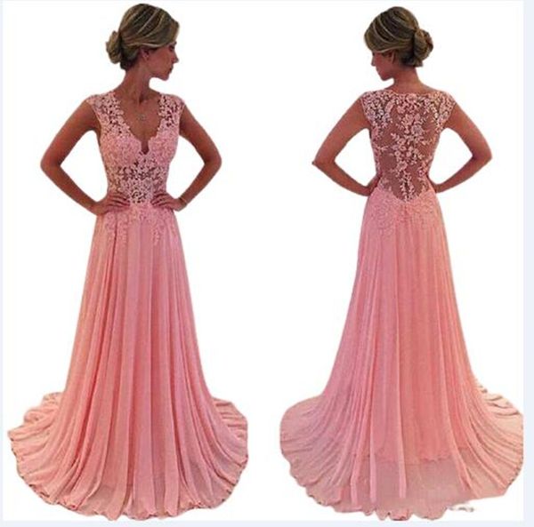 evening dress woman pink a line chiffon prom dresses lace appliques v neck sheer cap sleeves girls party formal dress, Black
evening dress woman pink a line chiffon prom dresses lace appliques v neck sheer cap sleeves girls party formal dress, Black