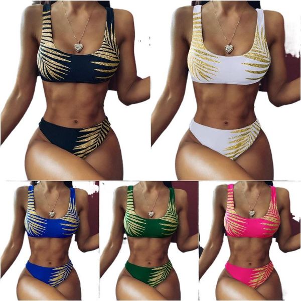 women's swimwear bathing suits woman 2021 european and american fashion split low-waist swimsuit golden leaf print bikini, White;black
women's swimwear bathing suits woman 2021 european and american fashion split low-waist swimsuit golden leaf print bikini, White;black
