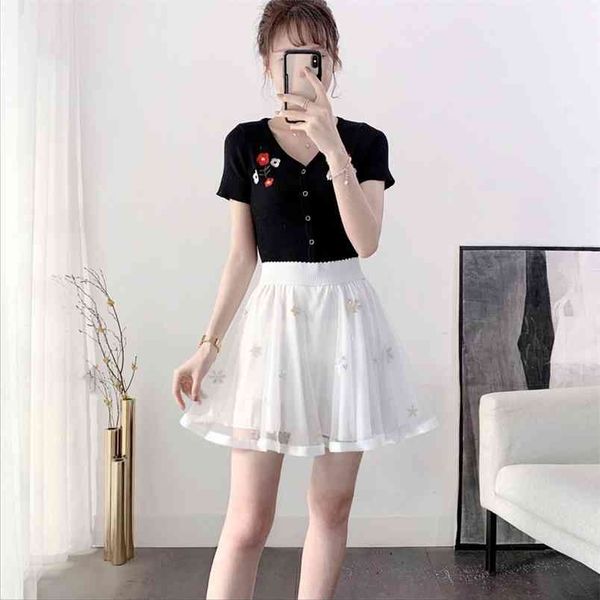 summer arrivals simple black lace mesh skirt high waist slimming all-match sweet women a-line short 210527
summer arrivals simple black lace mesh skirt high waist slimming all-match sweet women a-line short 210527