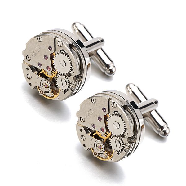 men business watch movement cufflinks of immovable lepton steampunk gear watch mechanism cuff links for mens relojes gemelos, Silver
men business watch movement cufflinks of immovable lepton steampunk gear watch mechanism cuff links for mens relojes gemelos, Silver
