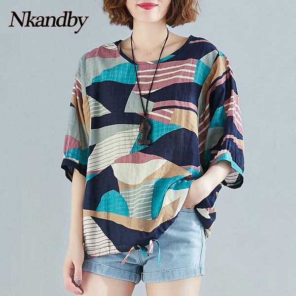 women's t-shirt large size geometric thin tshirts women 2021 summer loose short sleeve vintage oversize cotton and linen drawstring top, White
women's t-shirt large size geometric thin tshirts women 2021 summer loose short sleeve vintage oversize cotton and linen drawstring top, White