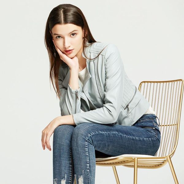 women's leather & faux european and american large spring autumn jacket slim coat motorcycle wear, Black
women's leather & faux european and american large spring autumn jacket slim coat motorcycle wear, Black