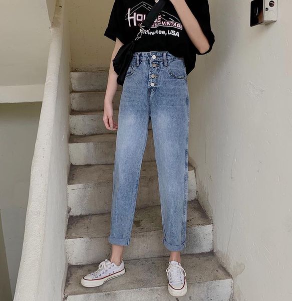 women's jeans zosol 2021 style buckle casual loose straight slimming dad pants, Blue
women's jeans zosol 2021 style buckle casual loose straight slimming dad pants, Blue