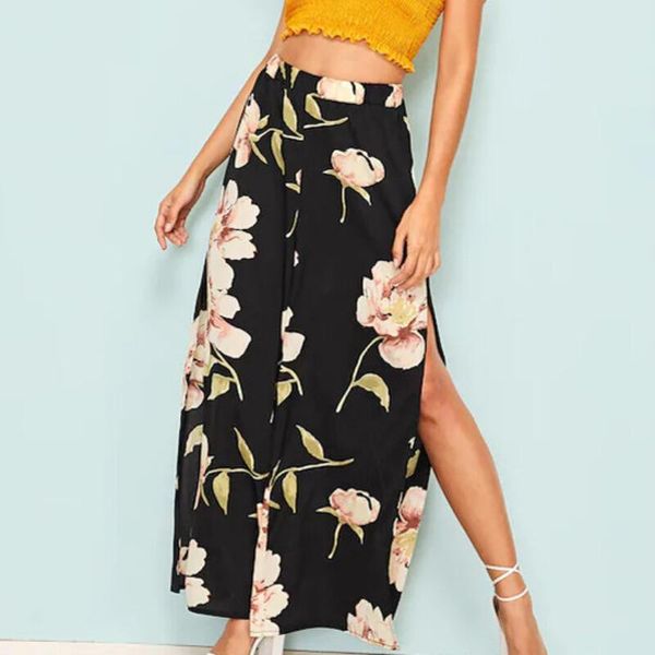 women's pants & capris women floral print wide leg high waist split casual loose culottes palazzo trouser boho style, Black;white 
women's pants & capris women floral print wide leg high waist split casual loose culottes palazzo trouser boho style, Black;white