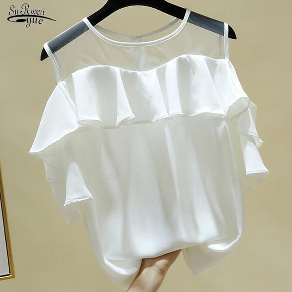 women's blouses & shirts summer fashion casual chiffon mesh women sleeveless plus size ruffles o neck clothing 14615, White
women's blouses & shirts summer fashion casual chiffon mesh women sleeveless plus size ruffles o neck clothing 14615, White