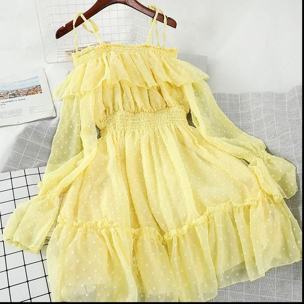 yellow ruffle dress women off shoulder dress chiffon polka dot slip dresses woman party night sundress 2021 spring autumn, Black;gray
yellow ruffle dress women off shoulder dress chiffon polka dot slip dresses woman party night sundress 2021 spring autumn, Black;gray