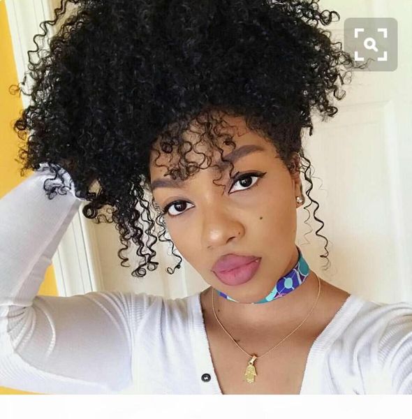 kinky curly brazilian human hair drawstring ponytail clip in hair extensions natural color remy puff curl ponytail hairpieces 120g, Black
kinky curly brazilian human hair drawstring ponytail clip in hair extensions natural color remy puff curl ponytail hairpieces 120g, Black