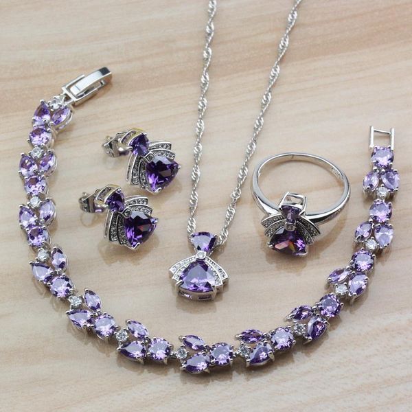 earrings & necklace romantic natural purple crystal 4pcs jewelry sets of silver color wedding costume stud earrings/necklace/bracelet and ri
earrings & necklace romantic natural purple crystal 4pcs jewelry sets of silver color wedding costume stud earrings/necklace/bracelet and ri