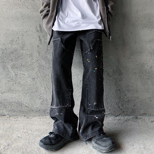 new 2021 high sreet irregular spliced splash ink wide-leg jeans male washed retro loose casual denim trousers 388i, Blue
new 2021 high sreet irregular spliced splash ink wide-leg jeans male washed retro loose casual denim trousers 388i, Blue