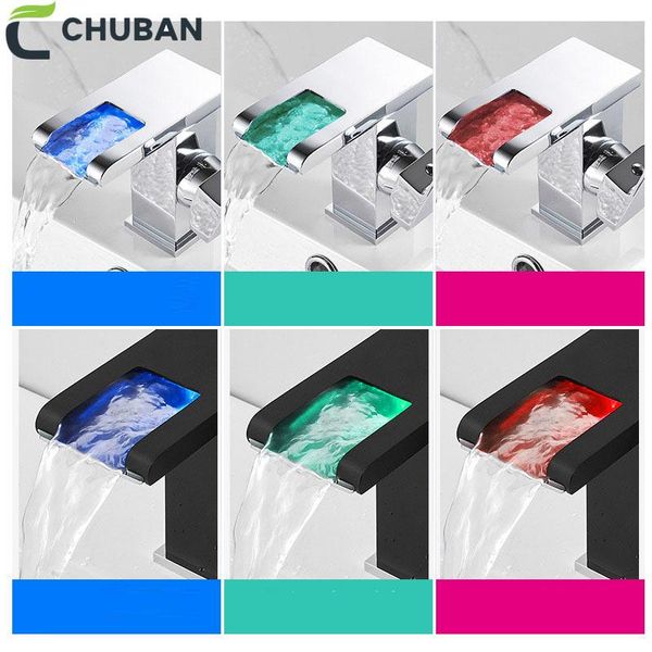 chuban temperature control tap waterfall glows led black basin faucet bath vanity sink tap cold water led single handle n95
chuban temperature control tap waterfall glows led black basin faucet bath vanity sink tap cold water led single handle n95