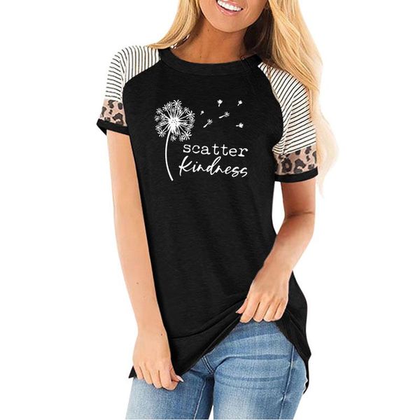 women's t-shirt dandelion scatter kindness printed t-shirts women summer vogue t shirt cotton graphic tee harajuku striped leopard, White
women's t-shirt dandelion scatter kindness printed t-shirts women summer vogue t shirt cotton graphic tee harajuku striped leopard, White