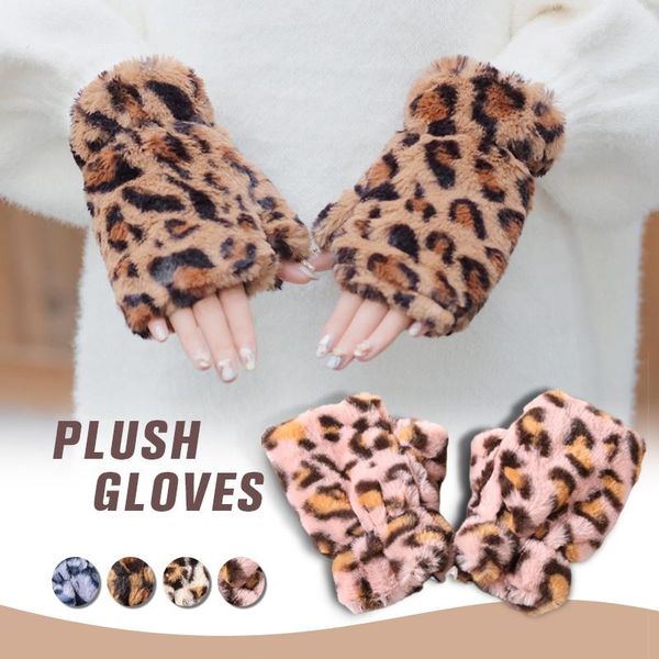 five fingers gloves womens fashion fingerless leopard printed plush fleece glove half finger mittens, Blue;gray
five fingers gloves womens fashion fingerless leopard printed plush fleece glove half finger mittens, Blue;gray