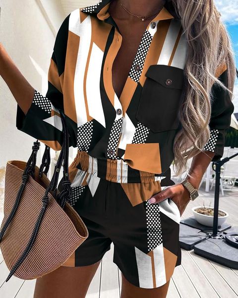 women's tracksuits 2021 summer ladies casual fashion street printed two piece set slim lapel buttons shirt + elastic waist shorts, Gray
women's tracksuits 2021 summer ladies casual fashion street printed two piece set slim lapel buttons shirt + elastic waist shorts, Gray