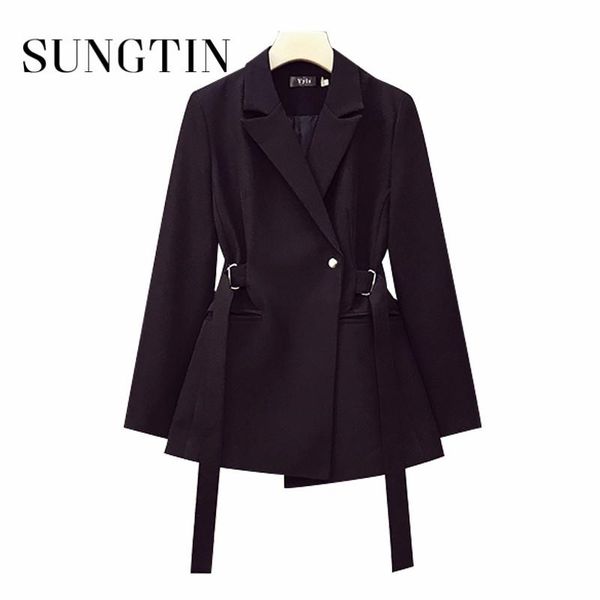 women's suits & blazers sungtin 2021 chic office ladies oversized loose blazer with belt korean black causal all match female outwear f, White;black
women's suits & blazers sungtin 2021 chic office ladies oversized loose blazer with belt korean black causal all match female outwear f, White;black
