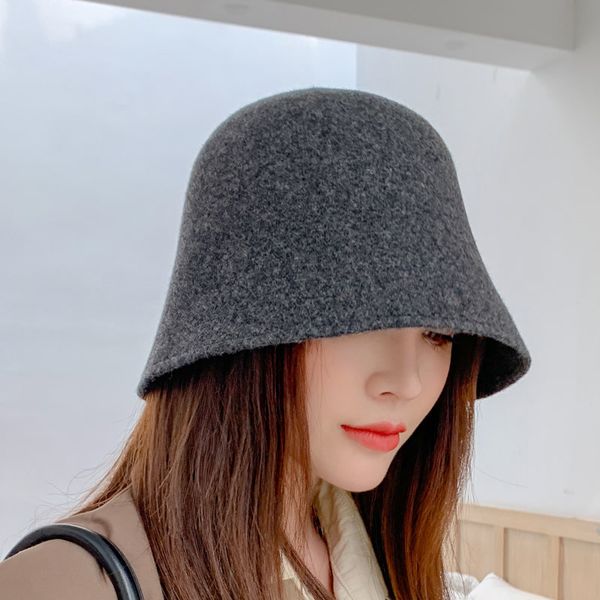 women s autumn and winter wool cap solid color age-reducing windproof warm bucket hat casual all-match wholesale, Blue;gray 
women s autumn and winter wool cap solid color age-reducing windproof warm bucket hat casual all-match wholesale, Blue;gray