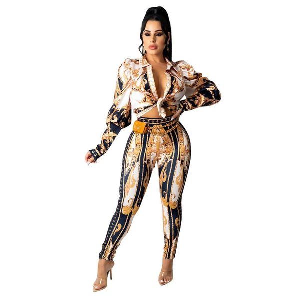 women's two piece pants dpsde 2021 lady spring fashion street casual style sets long sleeve lapel shirt elastic printed women suit, White
women's two piece pants dpsde 2021 lady spring fashion street casual style sets long sleeve lapel shirt elastic printed women suit, White