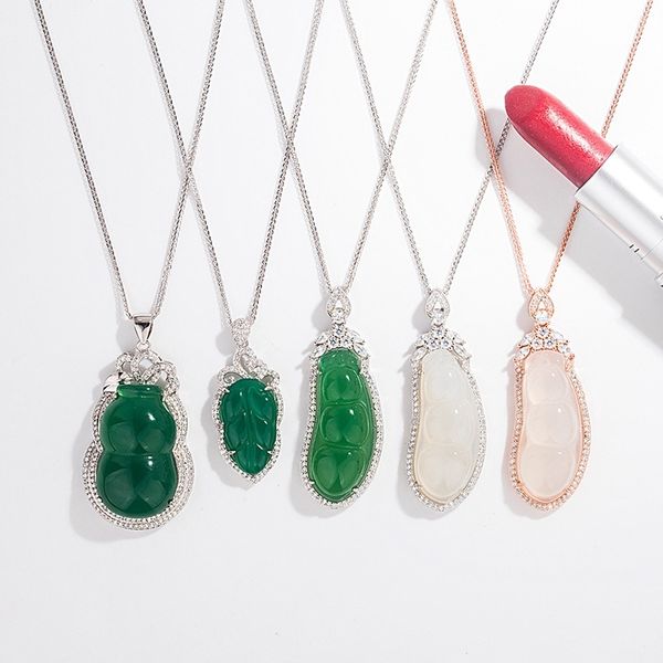 s925 silver rich bean jade pulp necklace leaf gourd chopin chain inlaid with mother's day gift, Black
s925 silver rich bean jade pulp necklace leaf gourd chopin chain inlaid with mother's day gift, Black