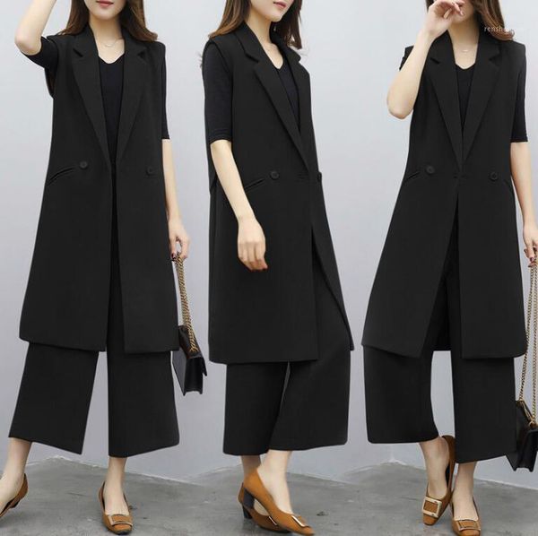 women's vests vest long lapel casual pants two piecees dress office solid suits, Black;white
women's vests vest long lapel casual pants two piecees dress office solid suits, Black;white