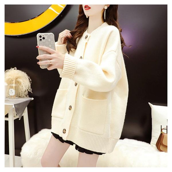 women's knits & tees sweater cardigan women 2021 autumn and winter western style loose round neck long-sleeved knitted jacket all-match, White
women's knits & tees sweater cardigan women 2021 autumn and winter western style loose round neck long-sleeved knitted jacket all-match, White