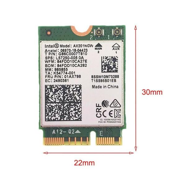 wi-fi 6 intel ax201 bluetooth 5.0 dual band 2.4g/5g wlan card wireless ngff wifi 2.4gbps ax201ngw 802.11ac/ax adapter r5u5
wi-fi 6 intel ax201 bluetooth 5.0 dual band 2.4g/5g wlan card wireless ngff wifi 2.4gbps ax201ngw 802.11ac/ax adapter r5u5