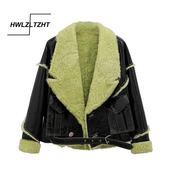 hwlzltzht pu leather thick big size jacket lapel long sleeve women coat winter short parkas vintage casual outerwear 211007, Black
hwlzltzht pu leather thick big size jacket lapel long sleeve women coat winter short parkas vintage casual outerwear 211007, Black