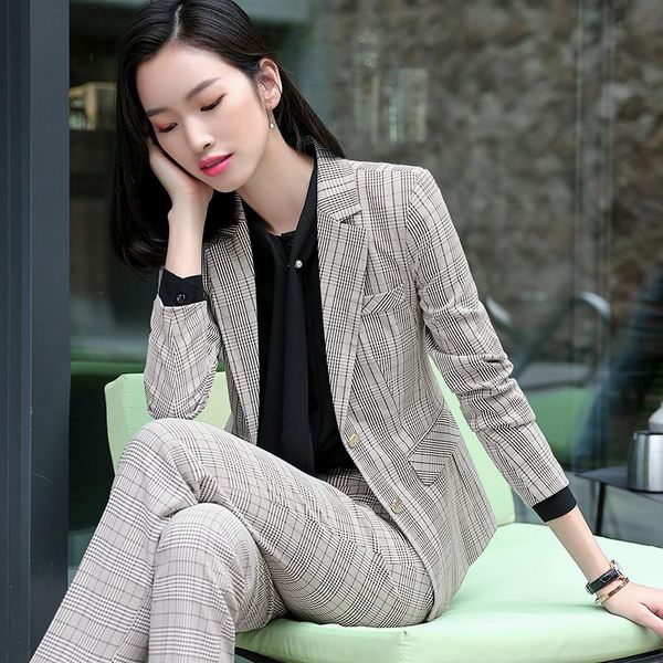 women's suits & blazers fmasuth women trousers suit for office lady plaid long sleeve jacket+trousers 2 pcs set jacket pant sy-t6876-1, White;black
women's suits & blazers fmasuth women trousers suit for office lady plaid long sleeve jacket+trousers 2 pcs set jacket pant sy-t6876-1, White;black