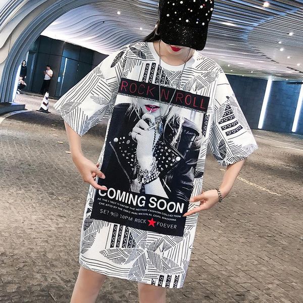 women's t-shirt high-end fashion printing harajuku loose casual ice silk short-sleeved mid-length large ladies y2k, White
women's t-shirt high-end fashion printing harajuku loose casual ice silk short-sleeved mid-length large ladies y2k, White