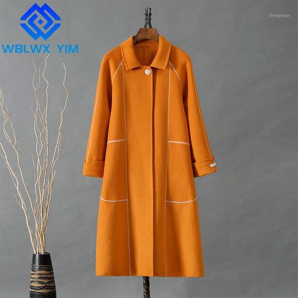 women's wool & blends winter coat women double sided breasted lapel fashion long woolen female loose overcoat, Black
women's wool & blends winter coat women double sided breasted lapel fashion long woolen female loose overcoat, Black