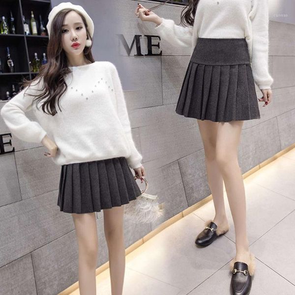 skirts autumn winter skirt pleated women's high waist a- line black woman faldas jupe
skirts autumn winter skirt pleated women's high waist a- line black woman faldas jupe