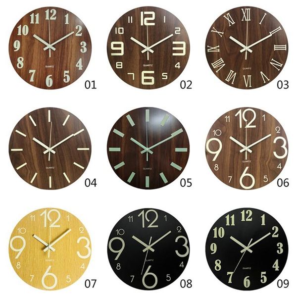 12''inch wooden luminous wall clock silent non-ticking kitchen hanging wallclocks modern room home decoration clocks
12''inch wooden luminous wall clock silent non-ticking kitchen hanging wallclocks modern room home decoration clocks