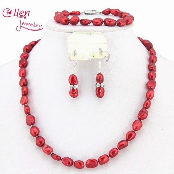 earrings & necklace wine red 8-9mm nature freshwater pearl beads jewelry set fashion party wedding bridal w7707, Silver
earrings & necklace wine red 8-9mm nature freshwater pearl beads jewelry set fashion party wedding bridal w7707, Silver