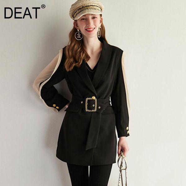 women's suits & blazers deat black single buckle stitching contrast chiffon long sleeve blazer femme casual simple fashion 2021 spring, White;black
women's suits & blazers deat black single buckle stitching contrast chiffon long sleeve blazer femme casual simple fashion 2021 spring, White;black