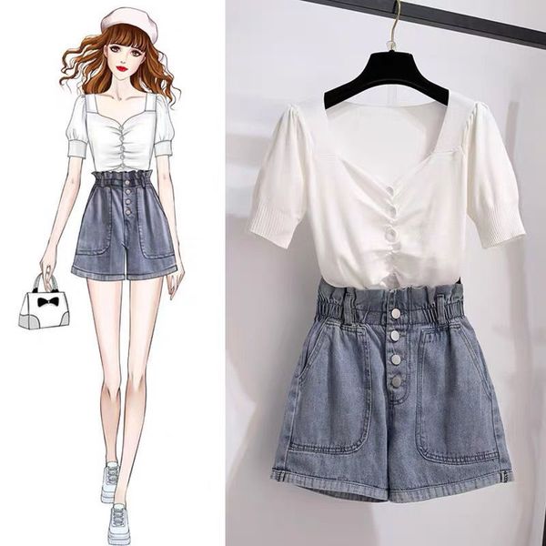 set two female parts 2021 summer fine mesh corp + shorts denim high waist 2 piece defines clothes of women mujer sets d401, Black;brown
set two female parts 2021 summer fine mesh corp + shorts denim high waist 2 piece defines clothes of women mujer sets d401, Black;brown