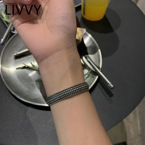 bangle livvy vintage thai silver color round bead bracelet for woman man creative design geometry handmade party jewelry gifts, Black
bangle livvy vintage thai silver color round bead bracelet for woman man creative design geometry handmade party jewelry gifts, Black